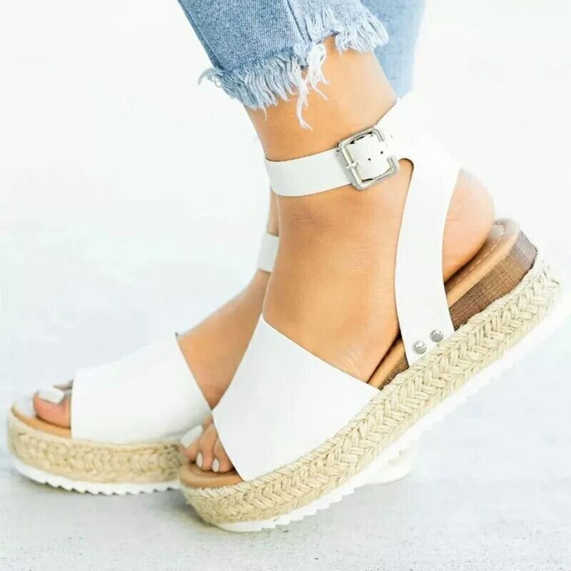 Hemp Rope Muffin Buckle Flat Sandals