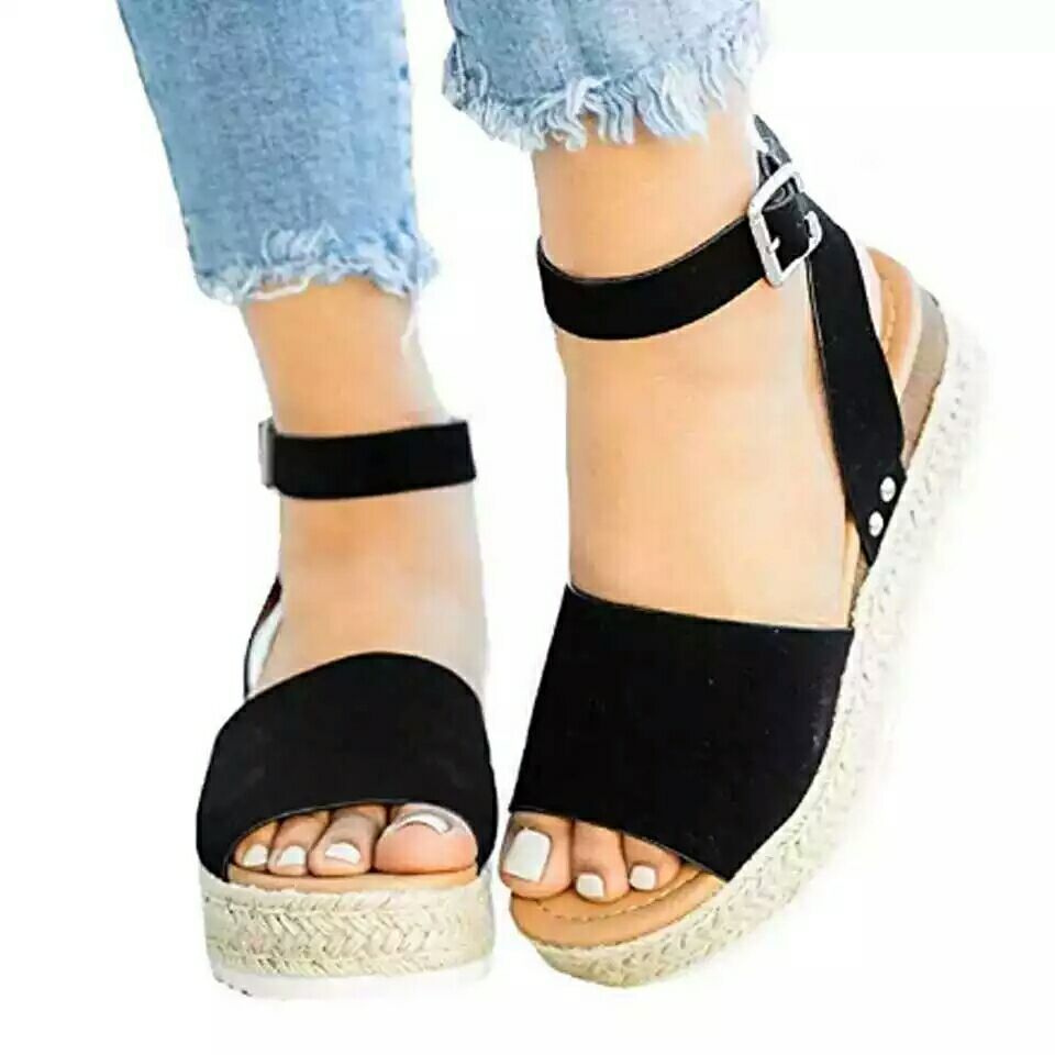 Hemp Rope Muffin Buckle Flat Sandals