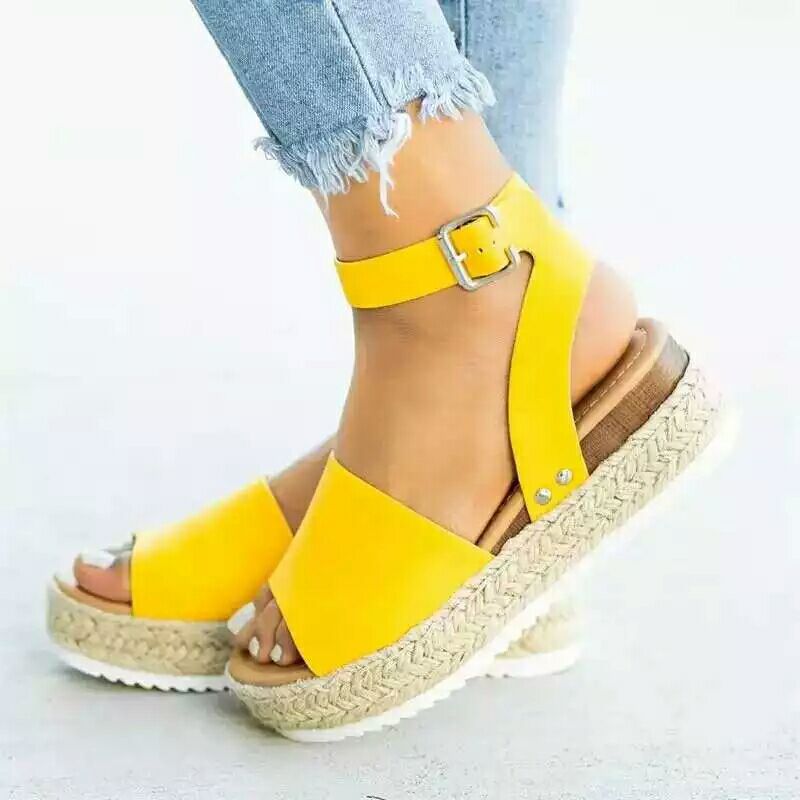 Hemp Rope Muffin Buckle Flat Sandals