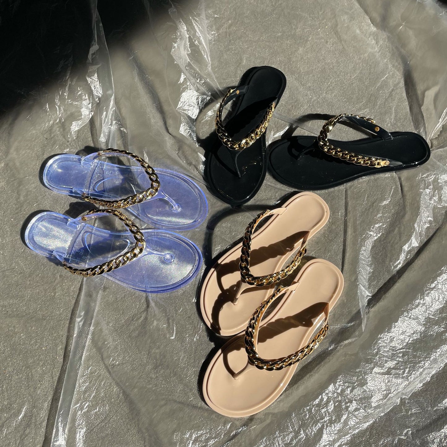 Summer Flip Flops Chain Beach Flats